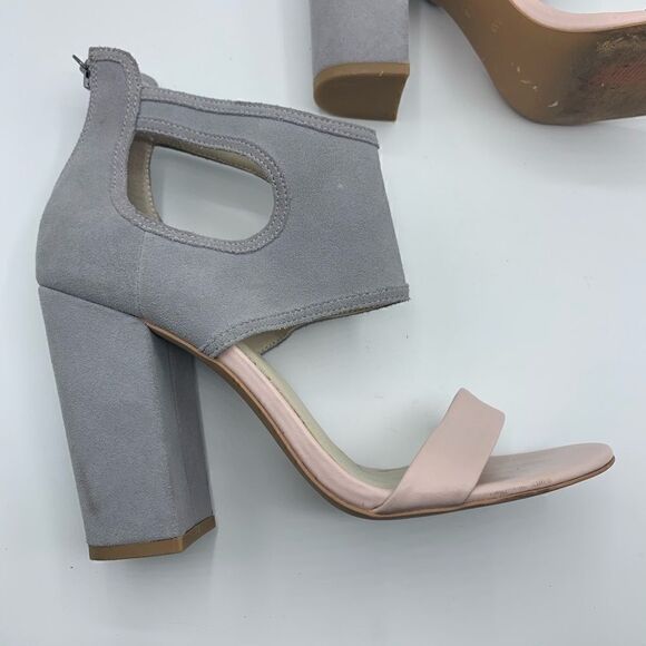 Mojo Moxy❤️ gray and pink block sandal heel - Picture 9 of 15